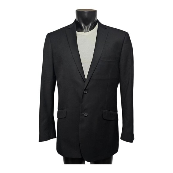 Renoir Two Button Blazer 44L Black Lined Pockets 201-1 Jacket Suit Separate - Picture 1 of 9